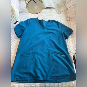 Figs Teal V-Neck Scrub Top